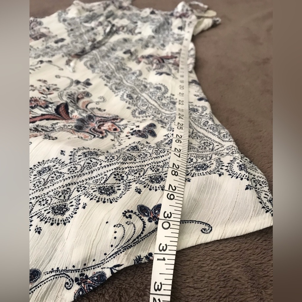 KNOX ROSE-Elegant Off White and Navy Paisley Dress size L - Picture 7 of 12